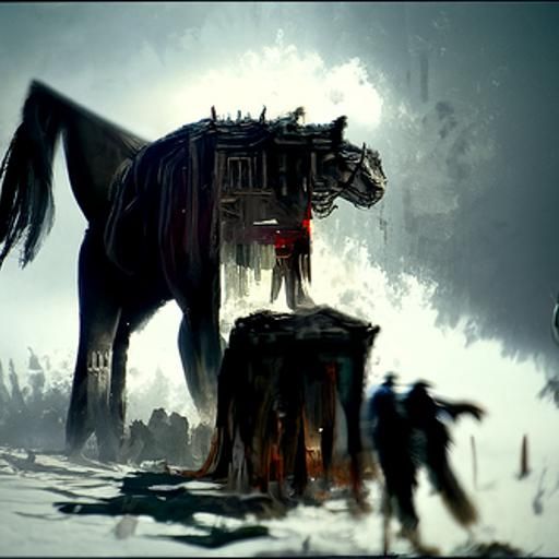 Sinister Trojan Horse in Style of Greg Rutkowski
