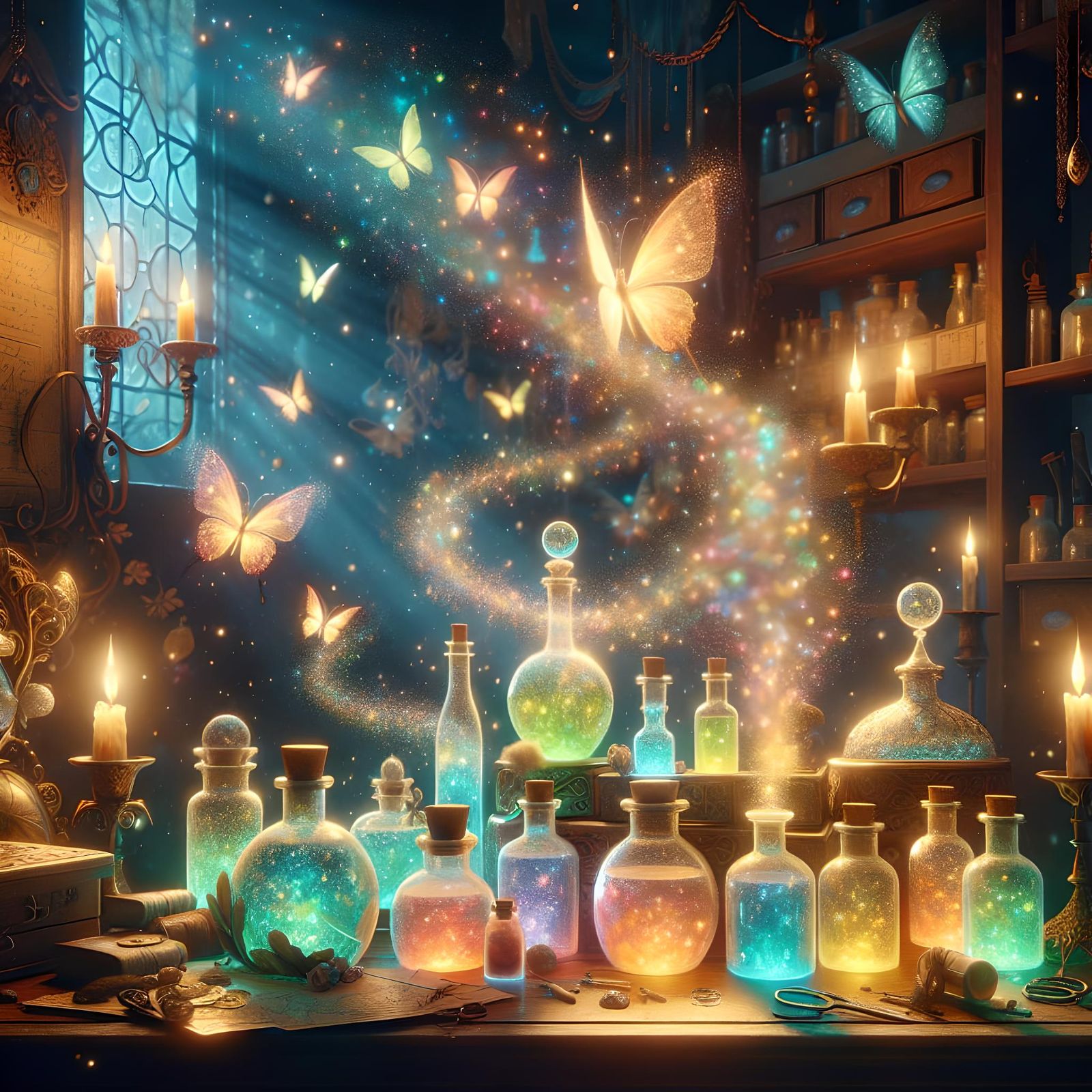 Ethereal Fairy Work Desk in Art Nouveau Style