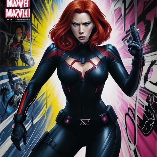 Black Widow Marvel Comic Book Cover Illustration