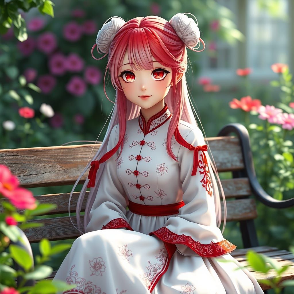 Gentle Anime Goddess in 3D Art Style