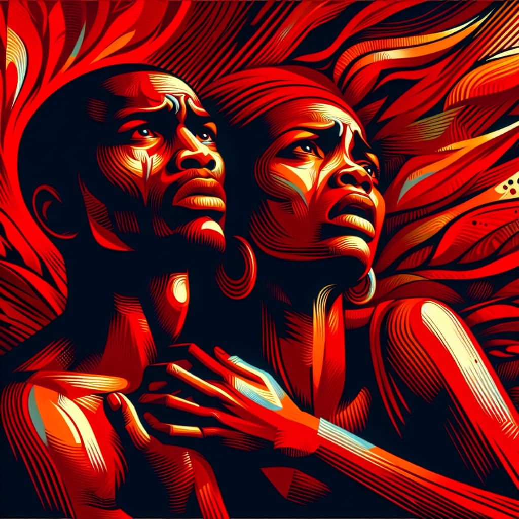 Expressionism turmoil red couple*