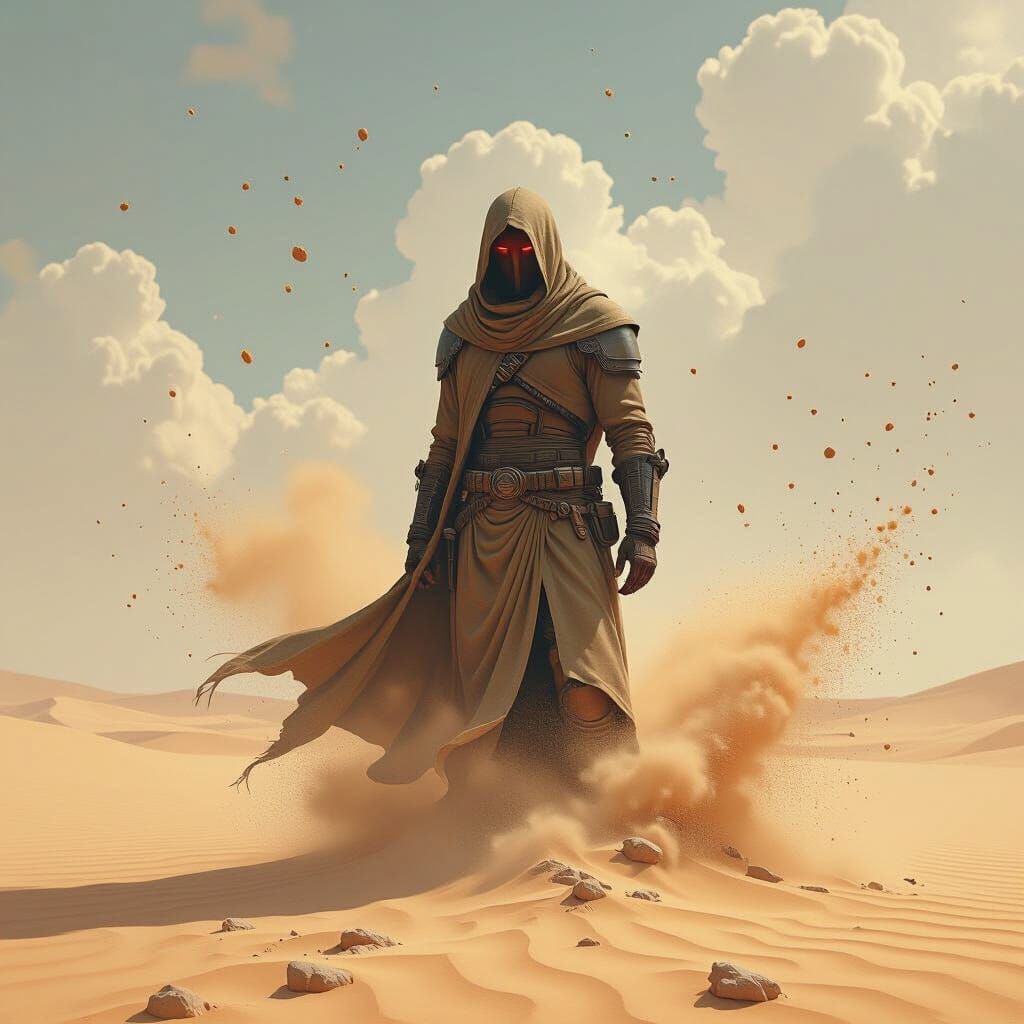 Man of Sand in Dissipating Shockwave, Futuristic Style