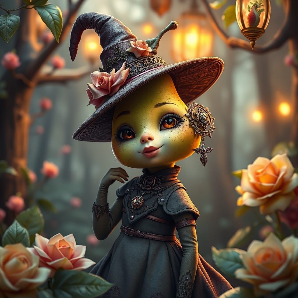 Mystical Witch in Elegant Forest Glade