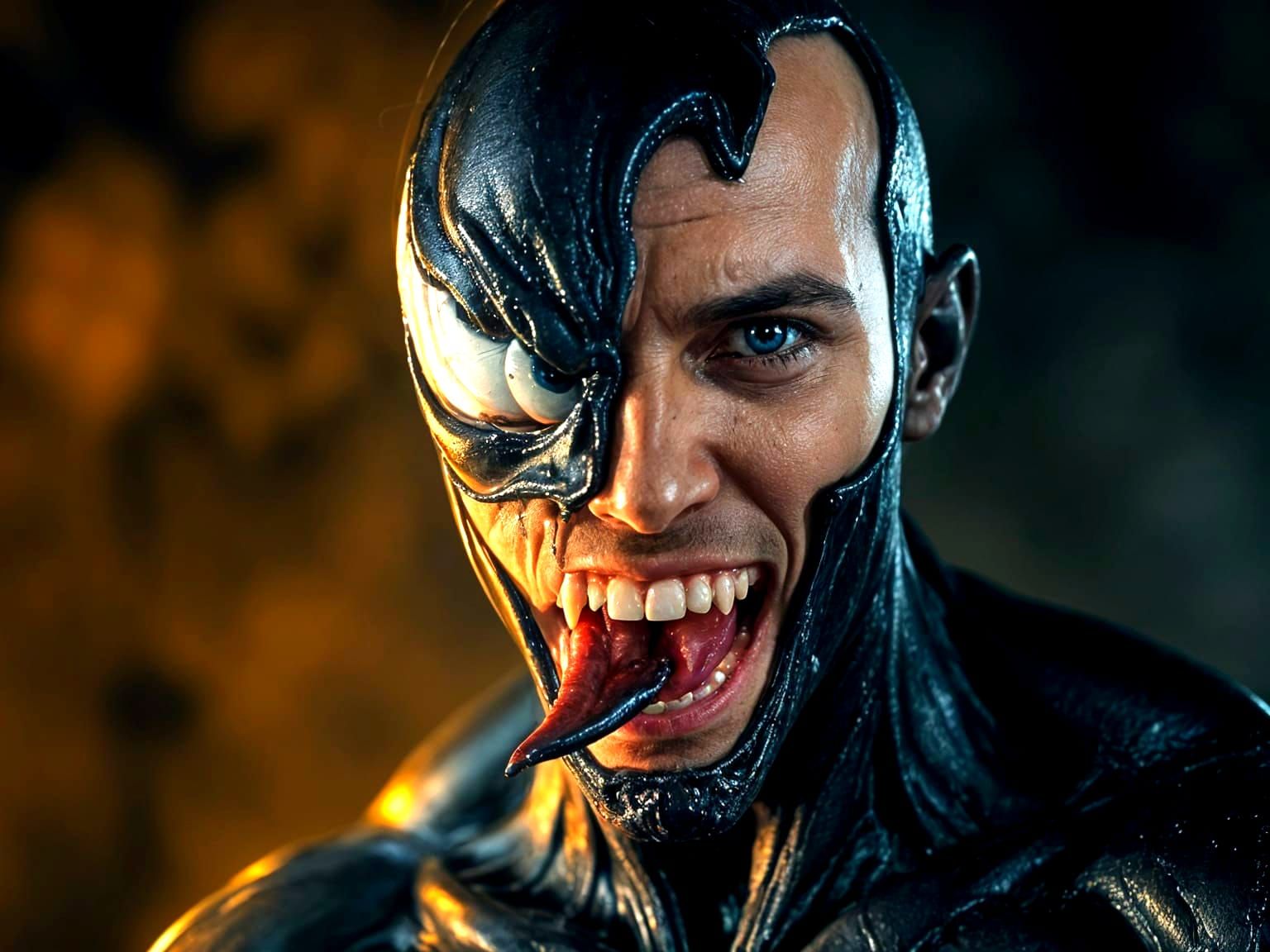 Man Transforms Into Venom in Hyper-Realistic Comic Style