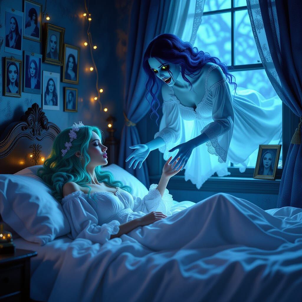 Haunted Slumber: A Dark Fantasy Portrait