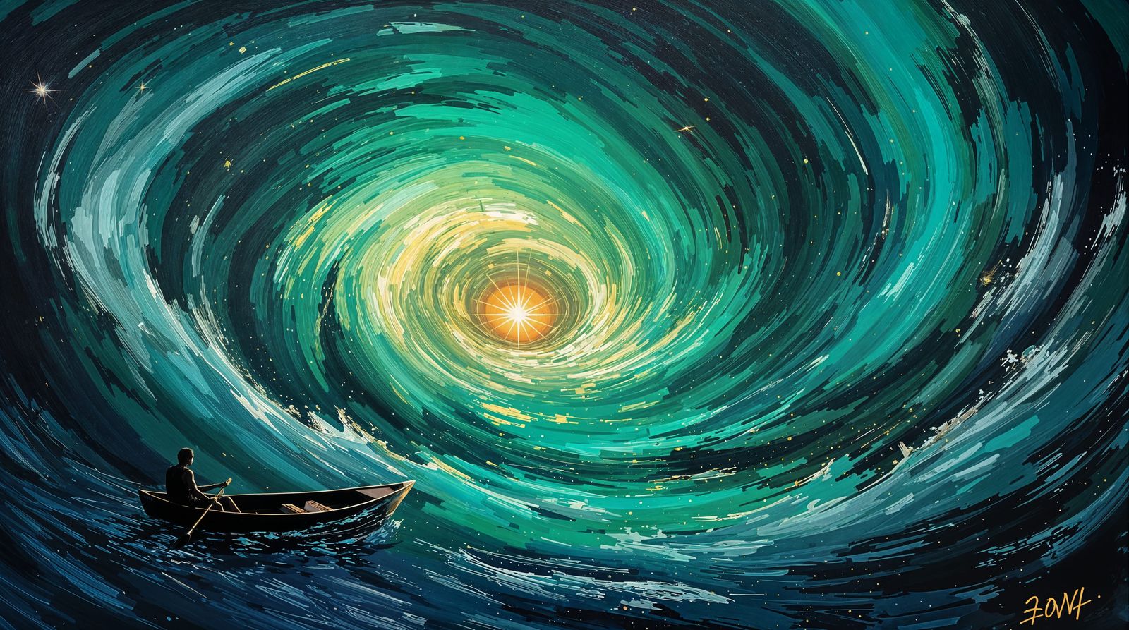 Impressionistic Vortex Odyssey with Celestial Core