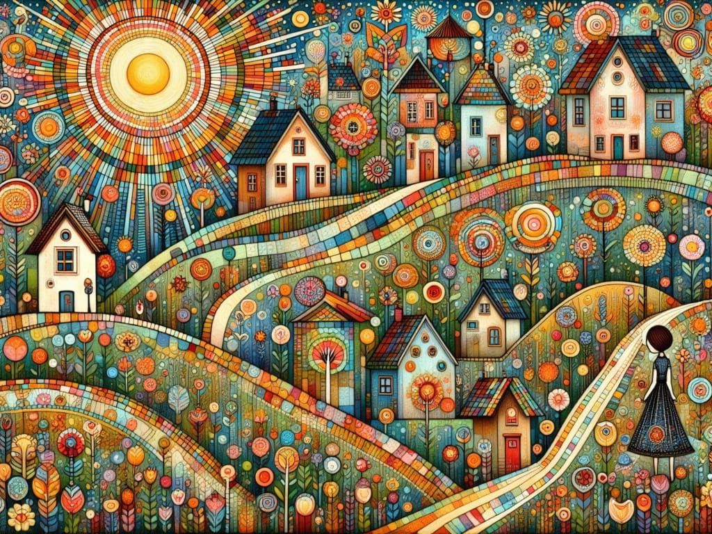 Enchanting Apple Blossom Garden in Art Nouveau Style