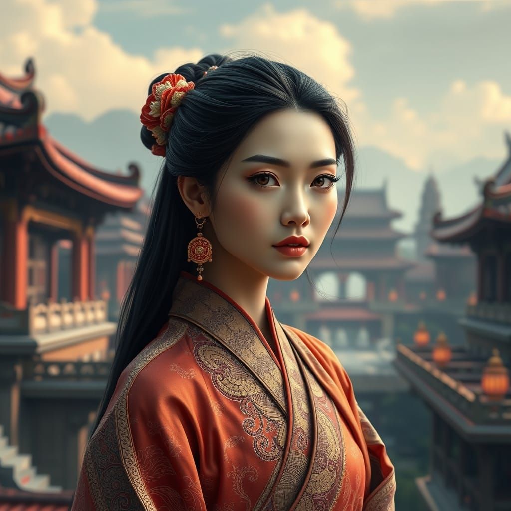 Ethereal Asian Goddess in Unreal Engine 5 Fantasy Art