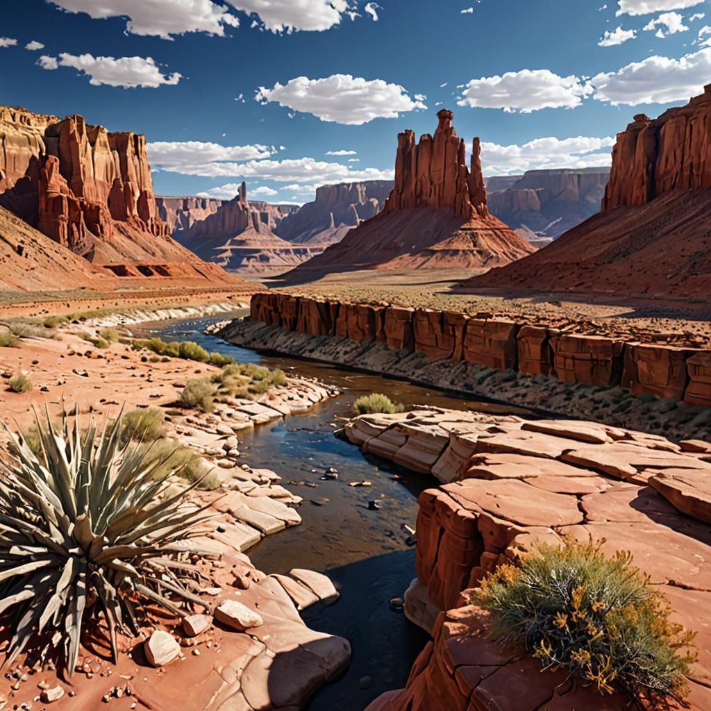 Vast Red Rock Canyon in Hyper-Realistic Style