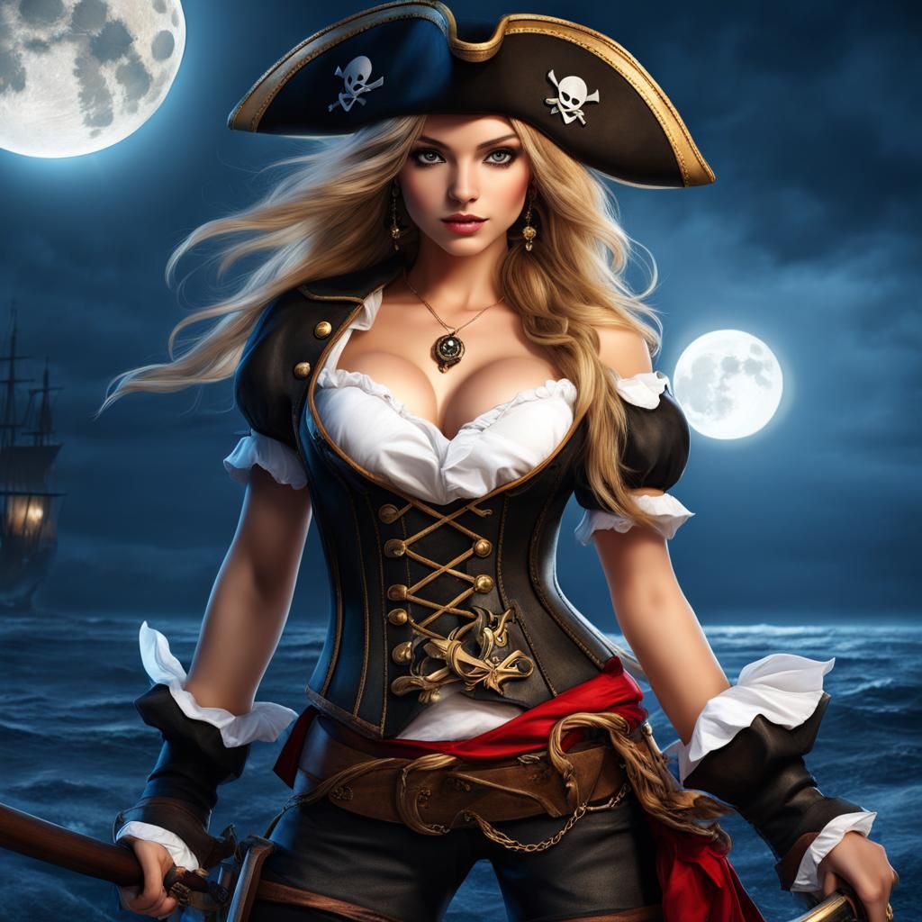 Cute Female Pirate in Disney Style Concept Photo