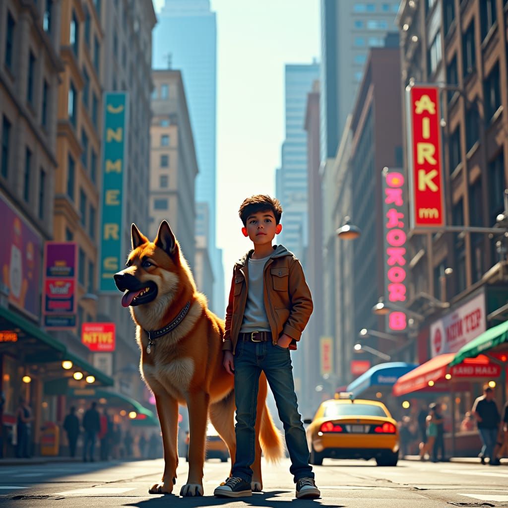Boy and Dog in Manhattan: Fantasy Concept Art