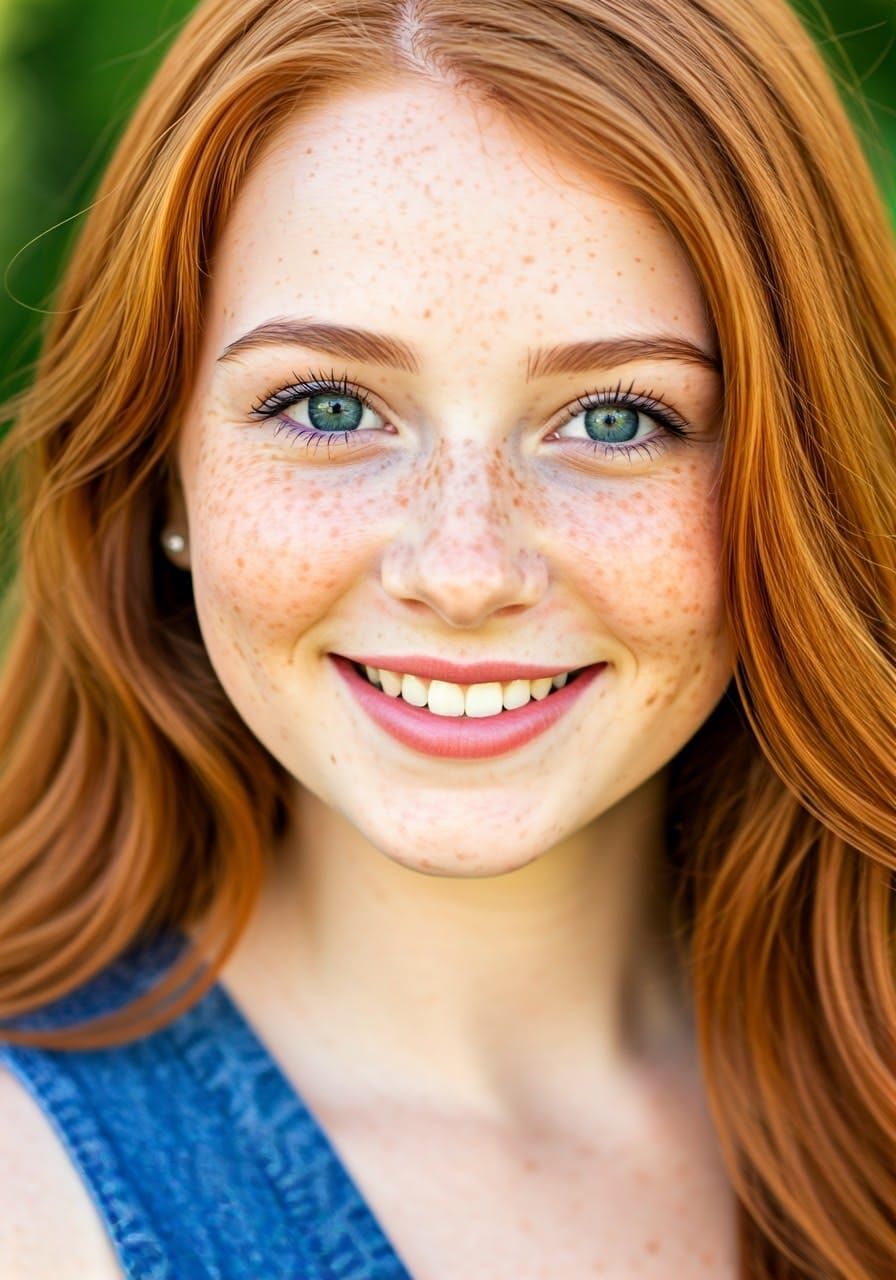 Joyful Portrait of a Happy Ginger Haired Teenager