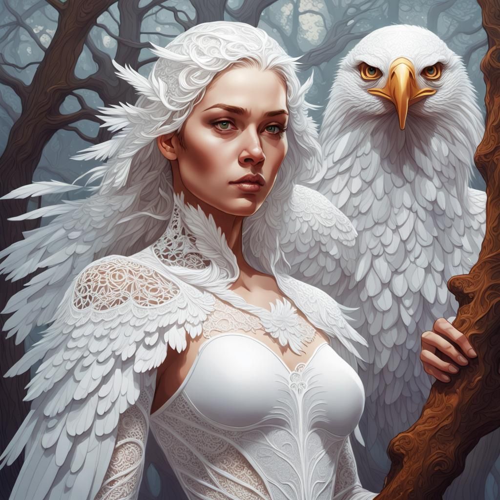 Lace white eagle lady