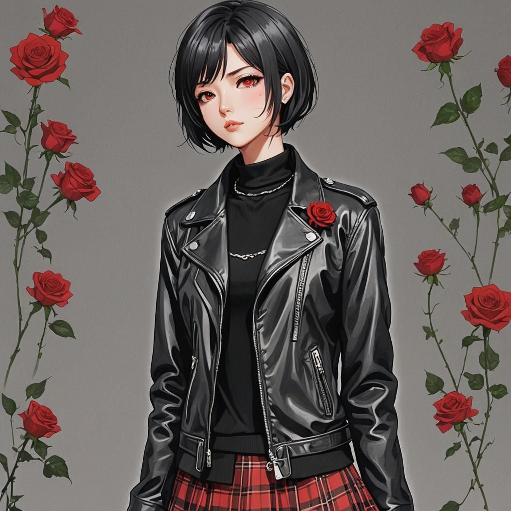 Nana Osaki in Anime Style with Red Rose
