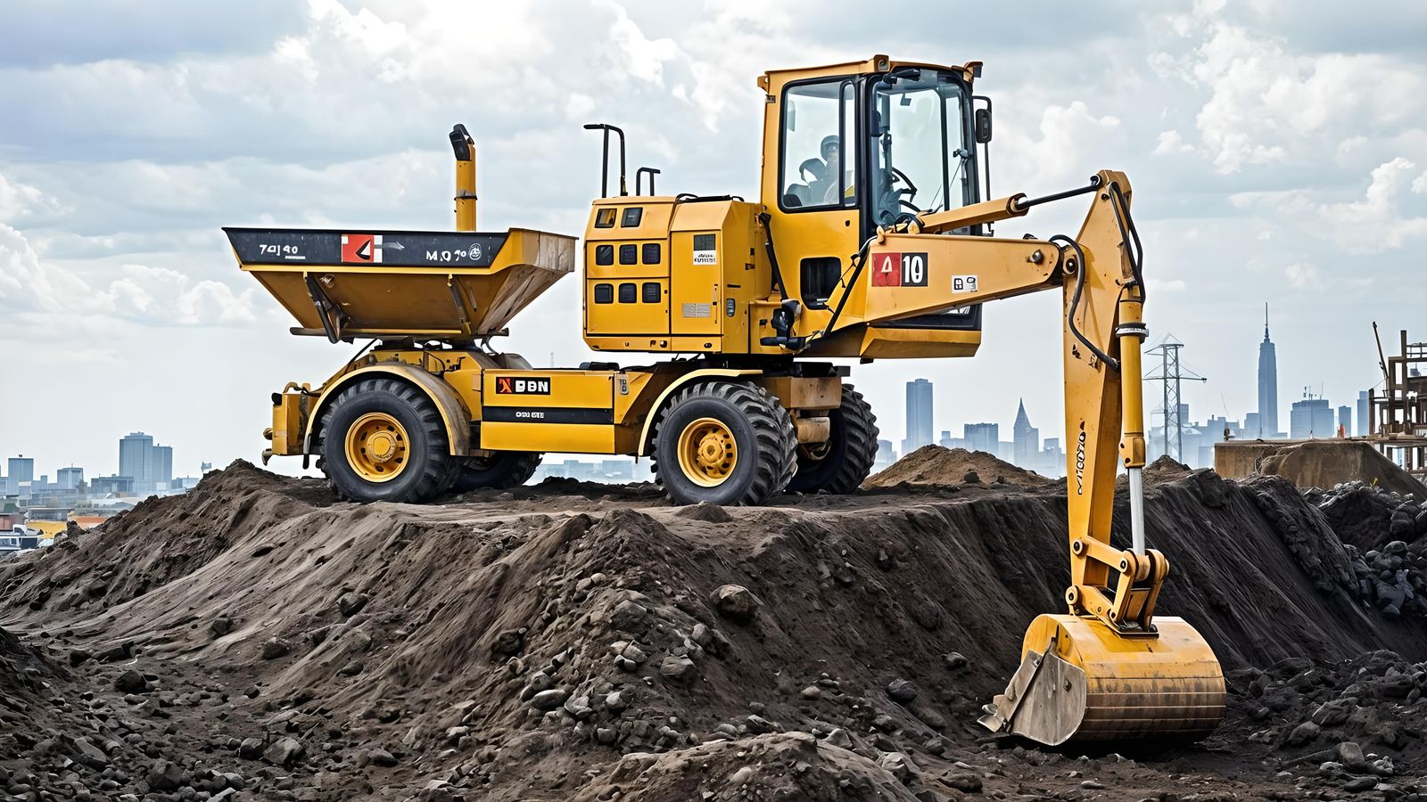 Construction Vehicle at Work: Photorealistic Day Scene