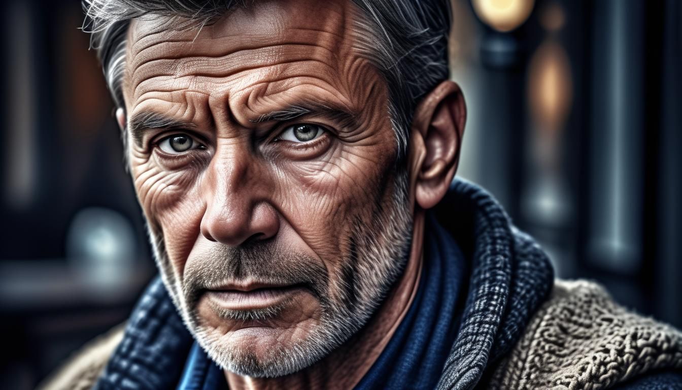 Hyperrealistic Portrait of a Middle-Aged Man