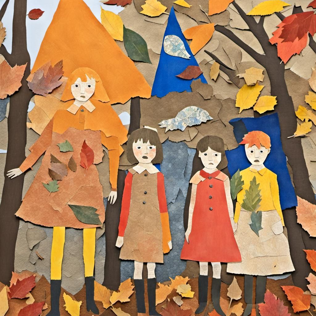 Autumn Paper Collage in Darger Style