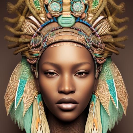 Detailed Portrait of African Tribal Woman