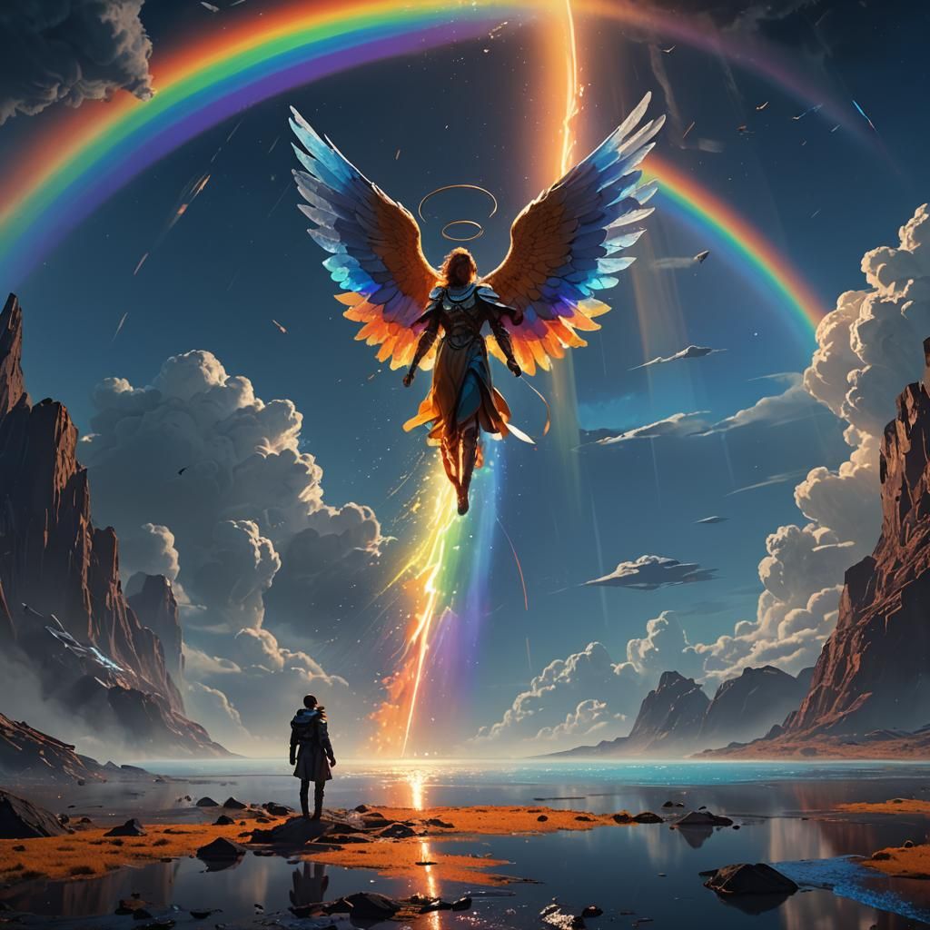 Angel Descends to Polluted World: Cinematic Film Still