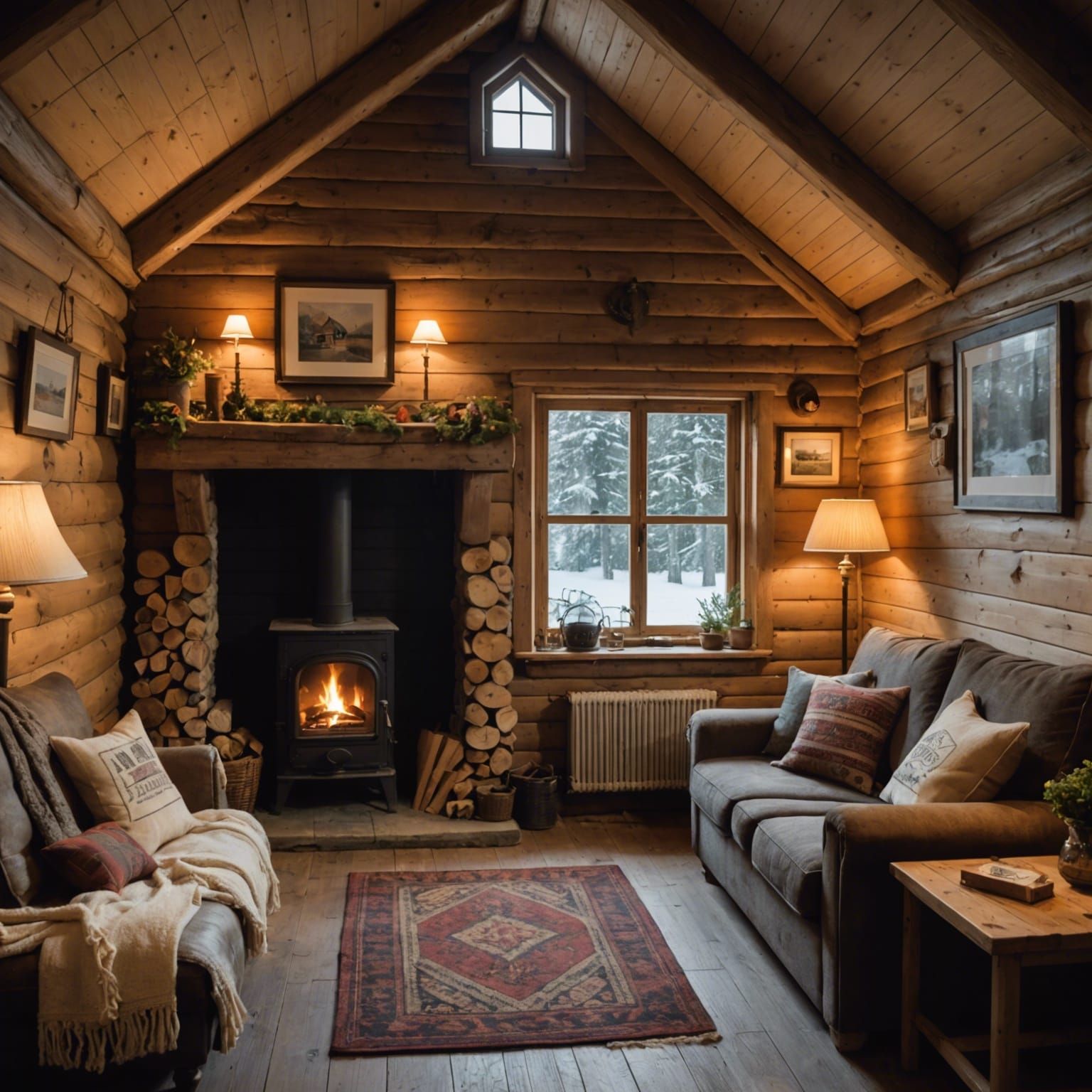 Cozy Cabin Interior: A Warm and Inviting Scene