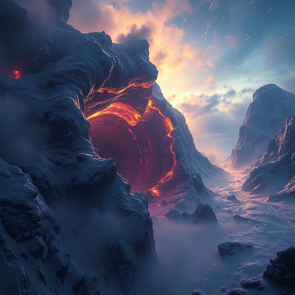 Epic North Pole Landscape Sucked into a Dark Fantasy Black H...