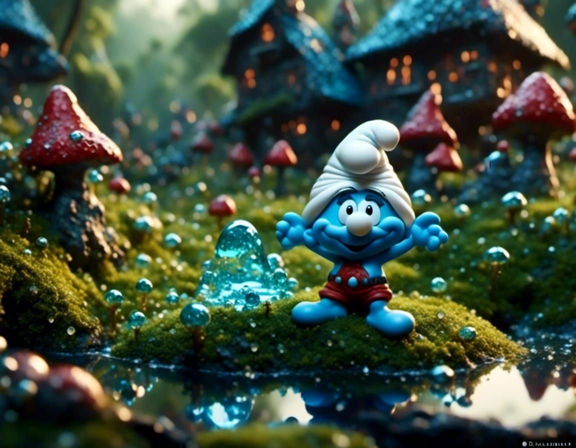 Macro Smurf Village in Morning Light