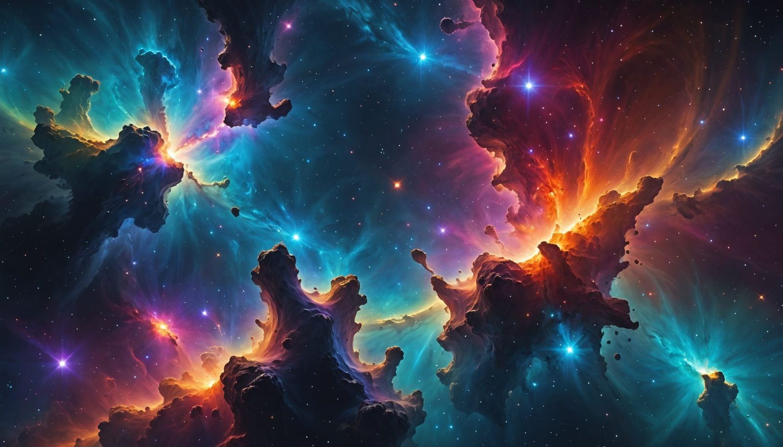 Vibrant Nebulae and Galaxies in Digital Painting