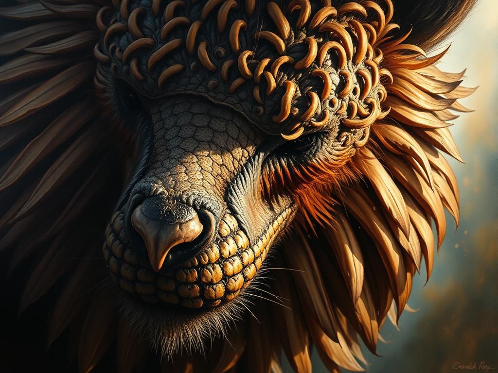 Intricate Creature in Dramatic Oil Painting Style