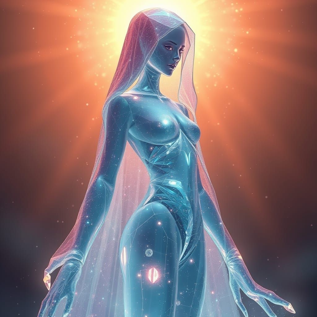 Surreal Crystal Entity Radiates Cosmic Luminescence