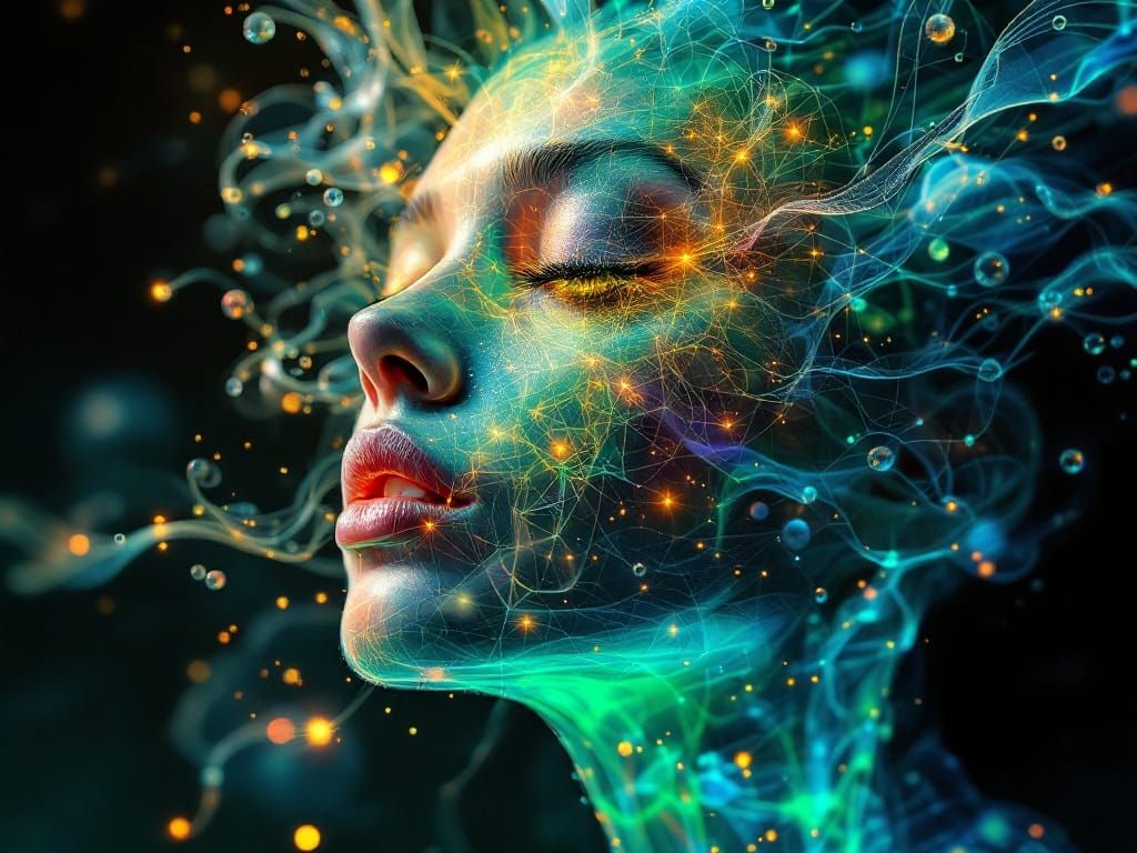 Ethereal Steamfunk Portrait in Gentle Solarigraphy Style