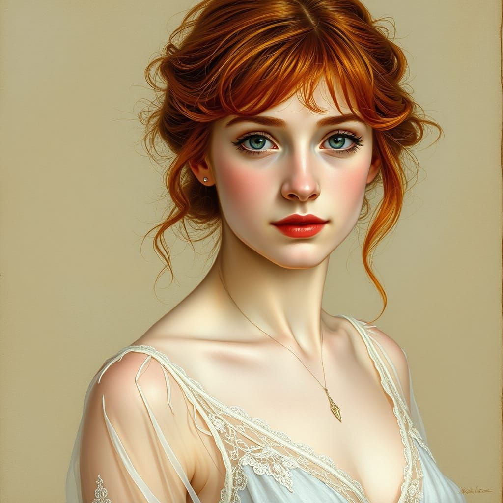 Ethereal Renaissance Beauty in Soft Pencil and Ink