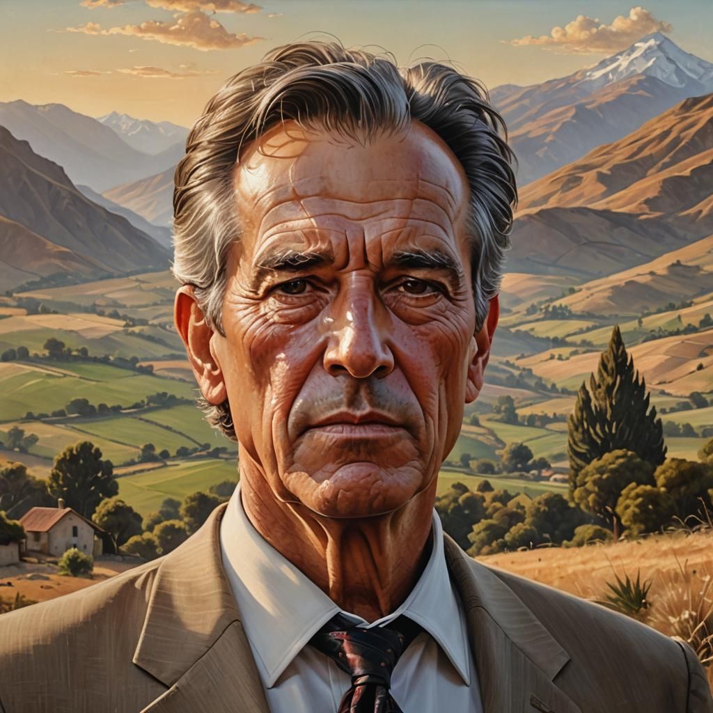 Realistic Portrait of a Man in the Chilean Countryside
