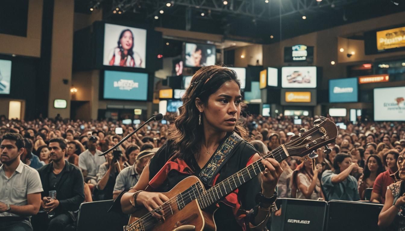 Latina Musician Performing Live: Cinematic Film Still