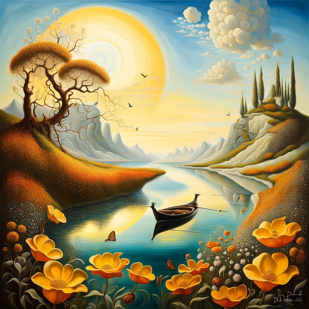 Dreamlike Utopia in Surrealist Oil Painting Style