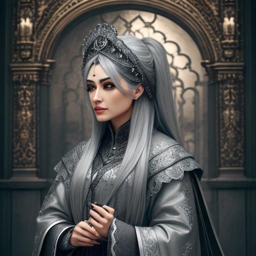 Striking Silver Woman: Hyperrealistic Detailed Portrait