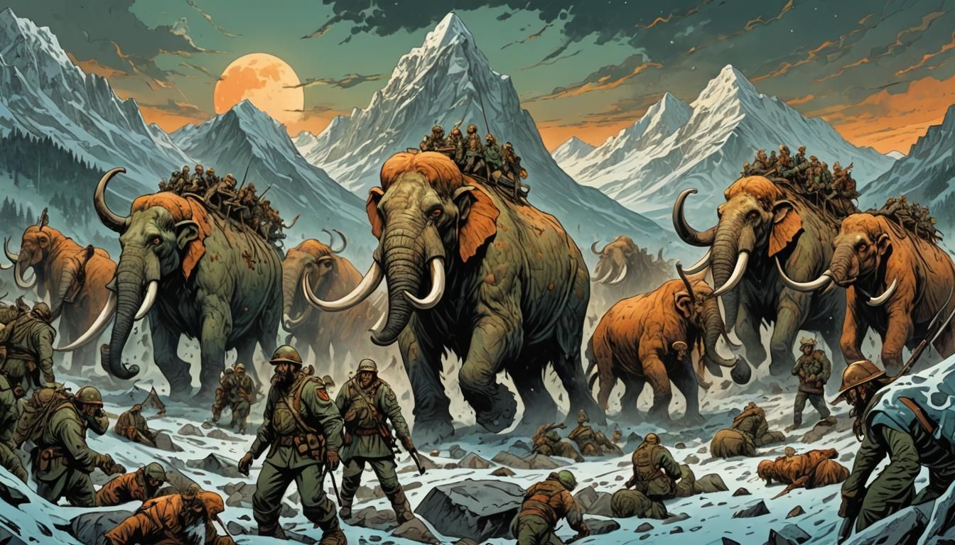 Zombie Mastodons Cross Alps with Hannibal, Comic Art