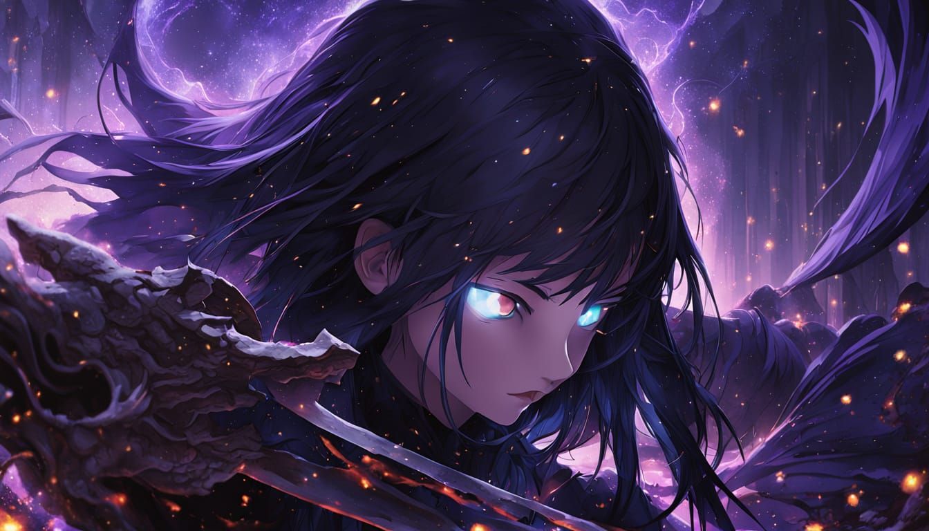 Anime Heroine with Glowing Sword in Digital Art