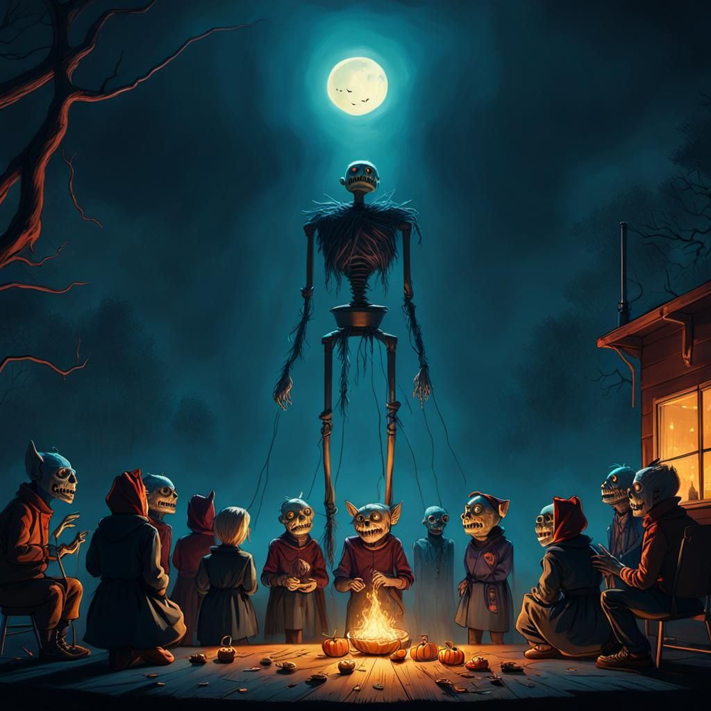 Demonic Puppet Show in a Haunting, Magical Setting