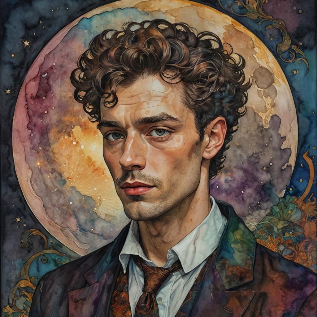 Art Nouveau Portrait with Organic Abstraction