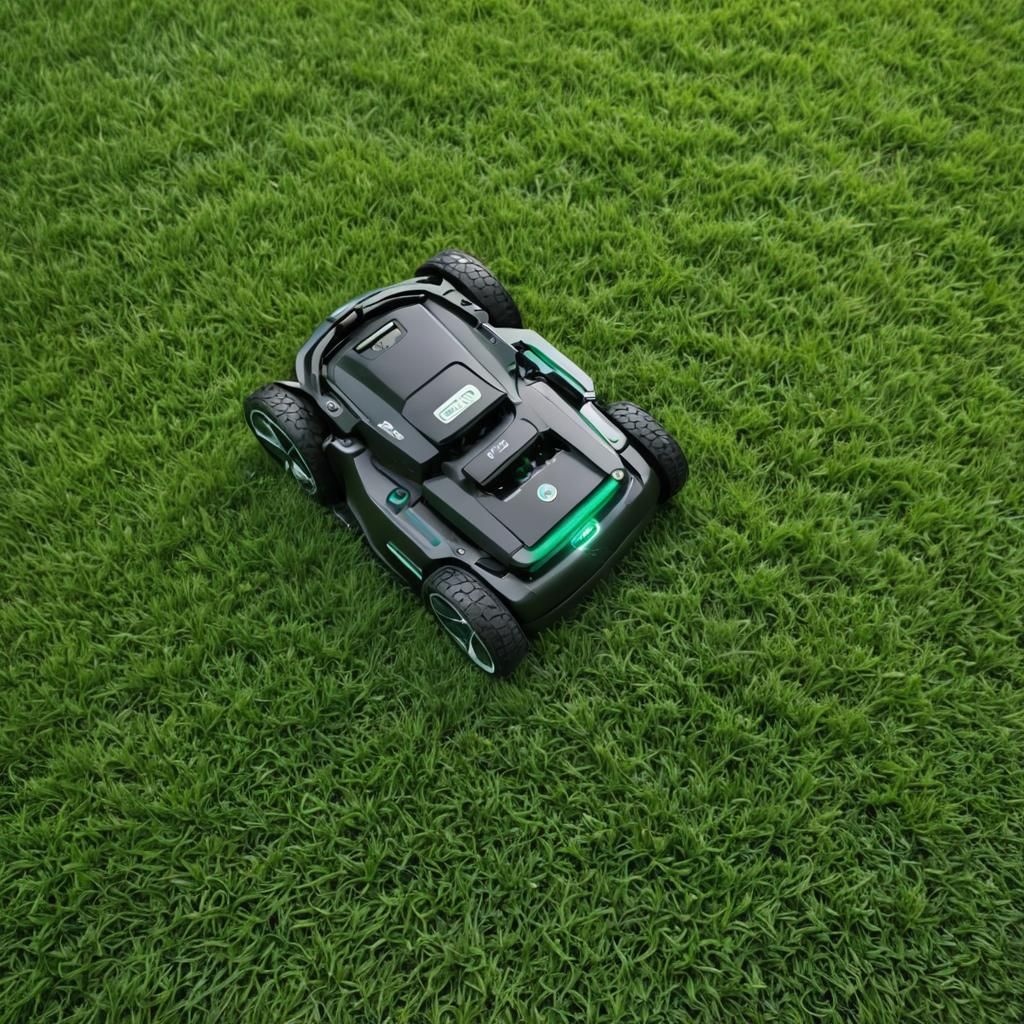 Robotic Lawn Mower Cuts Grass