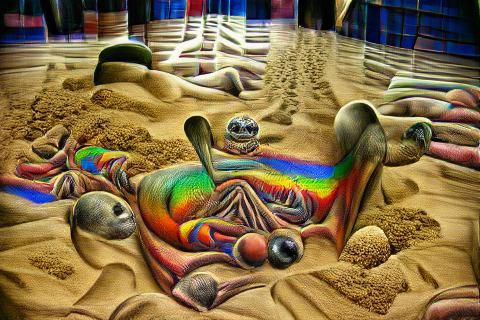 Rainbow Sand Surrealism: A Psychedelic Dreamscape