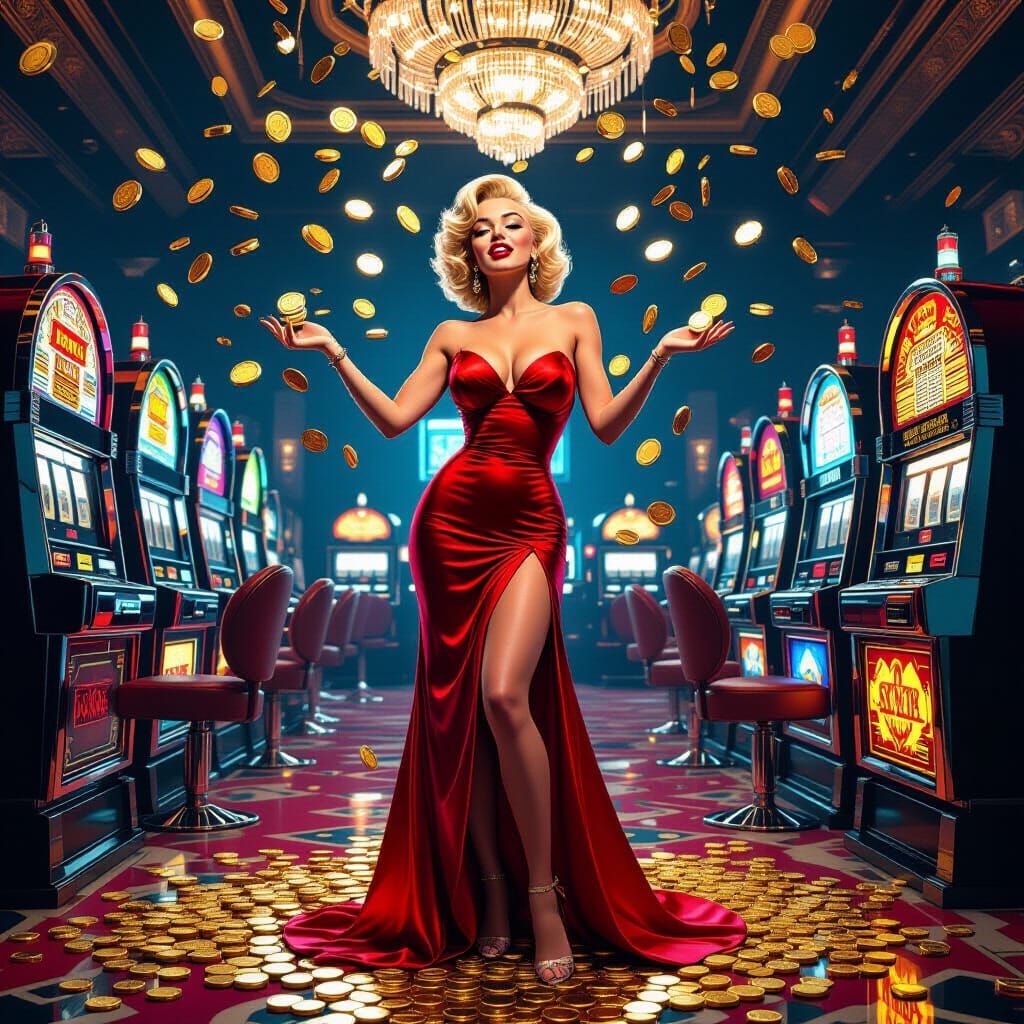 Marilyn Monroe Casino Winner With Overflowing Pockets