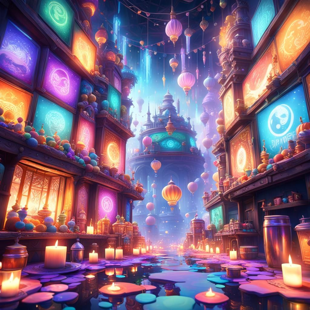 Desolate Party Scene with Soul Candles in Matte Painting