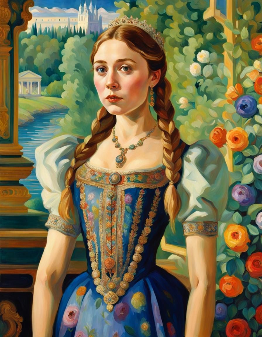 Portrait in Style of Boris Kustodiev