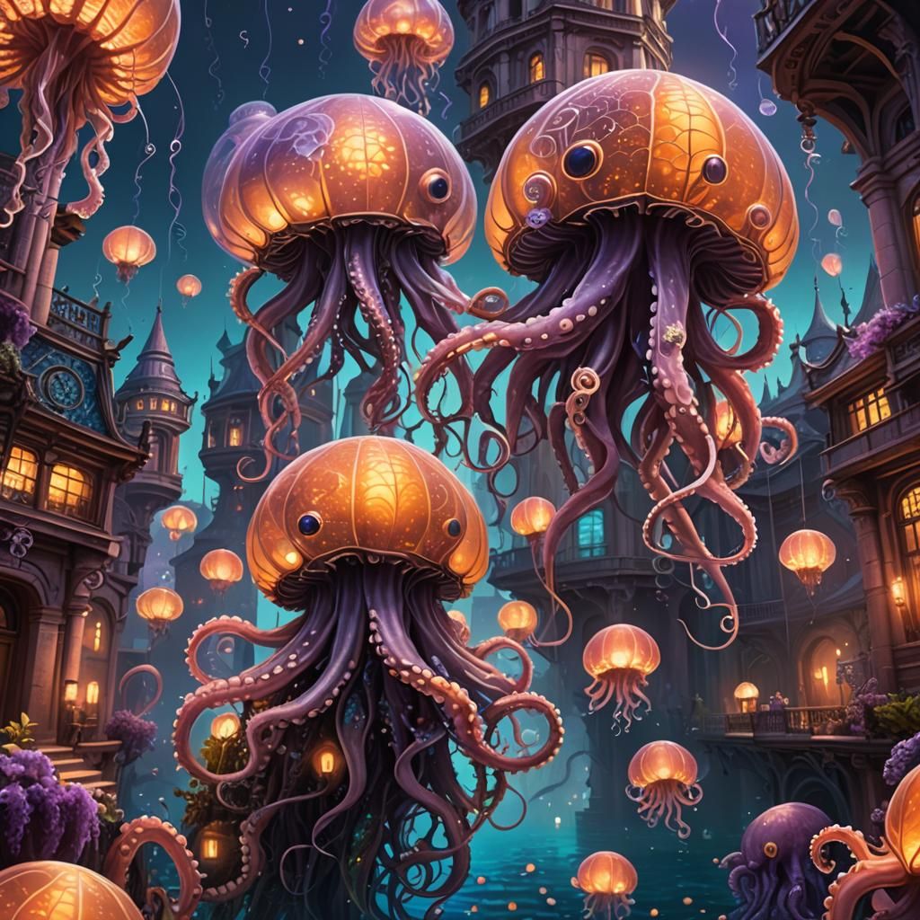 Underwater City: Octopuses and Babies in Fantasy Art