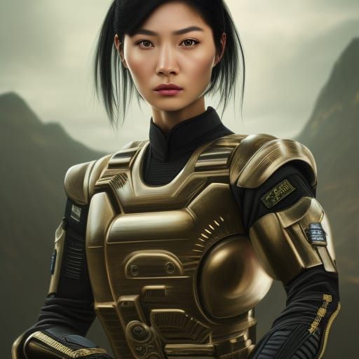 Futuristic Chinese Soldier in Hyperrealistic Style