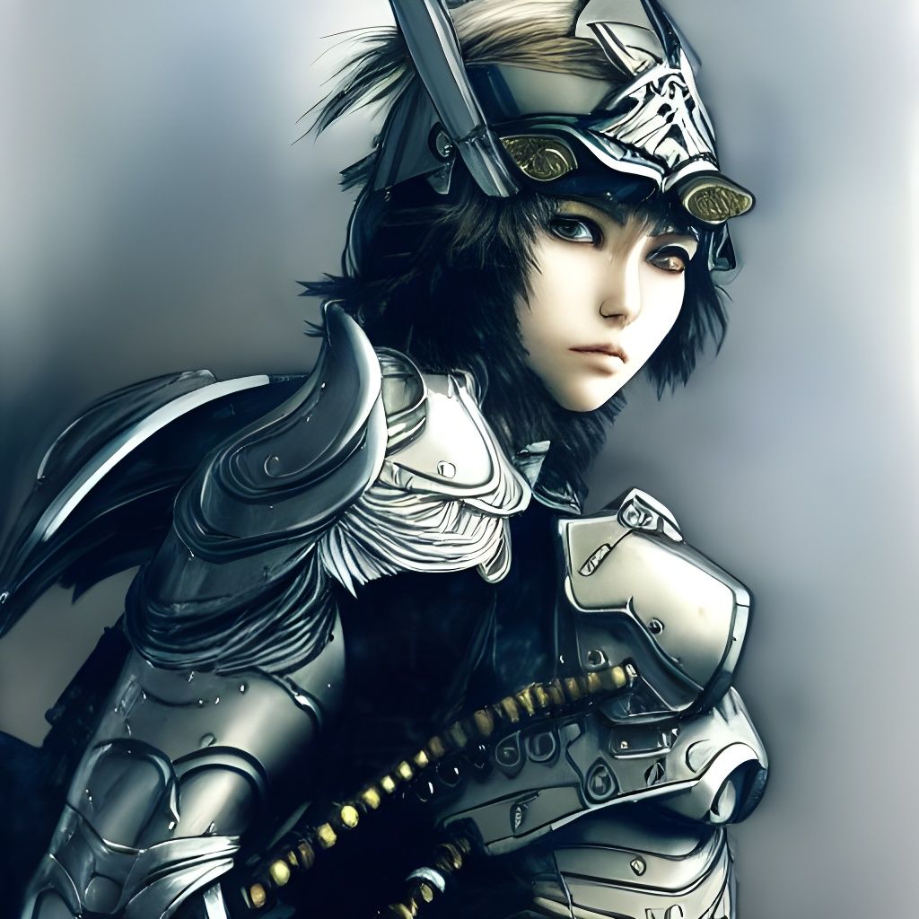 Heroic Valkyrie in Anime Style Digital Painting