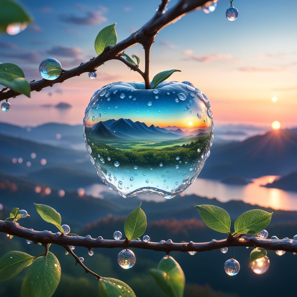 Diamond Apple Reveals Valley Landscape at Dawn