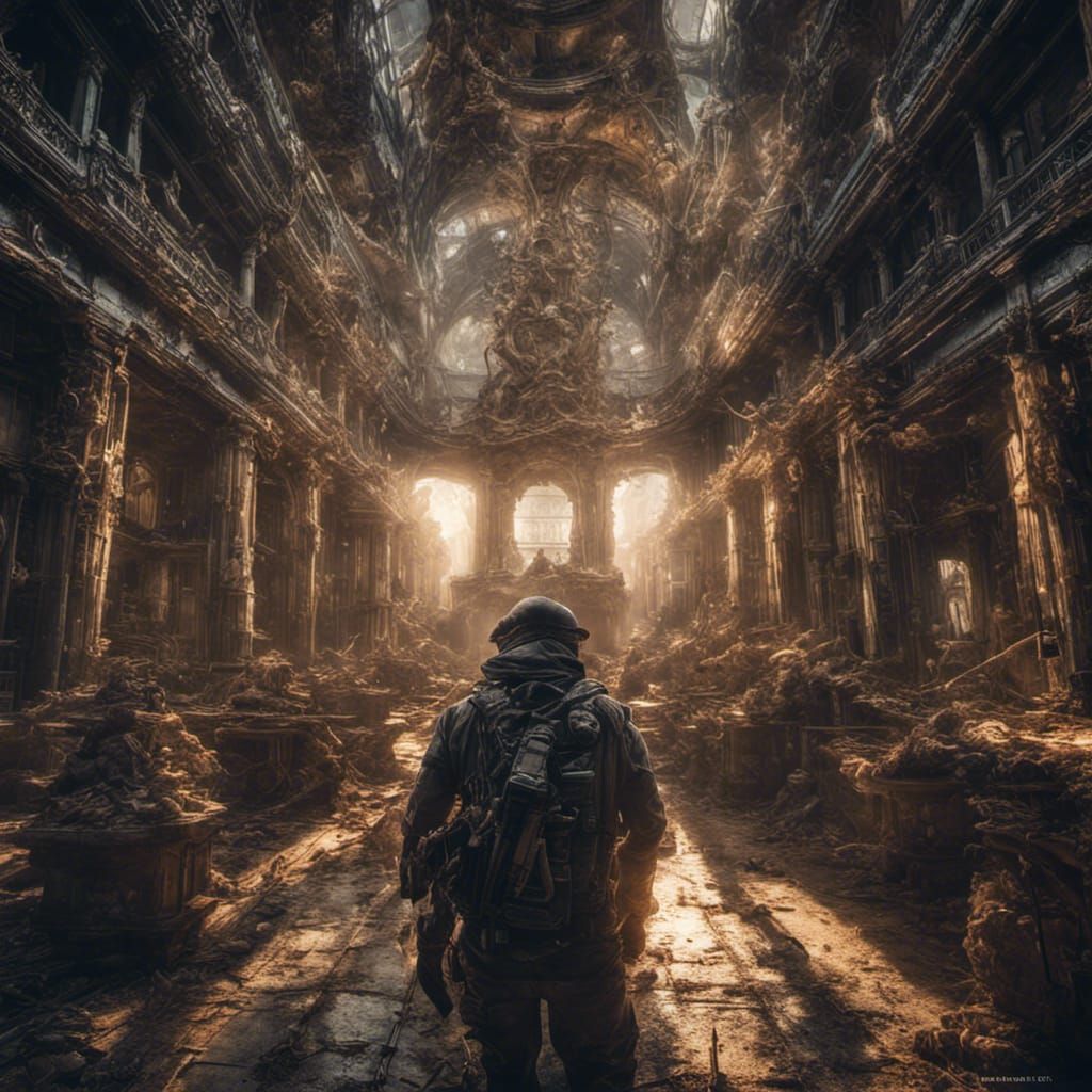 Hyperrealistic Fate of Humanity in Dramatic Lighting