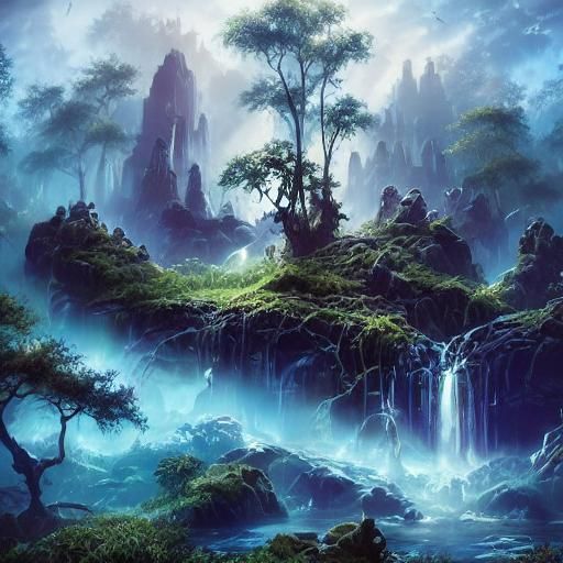 Majestic Dragon Silhouetted Against Vibrant Forest in Soft,...